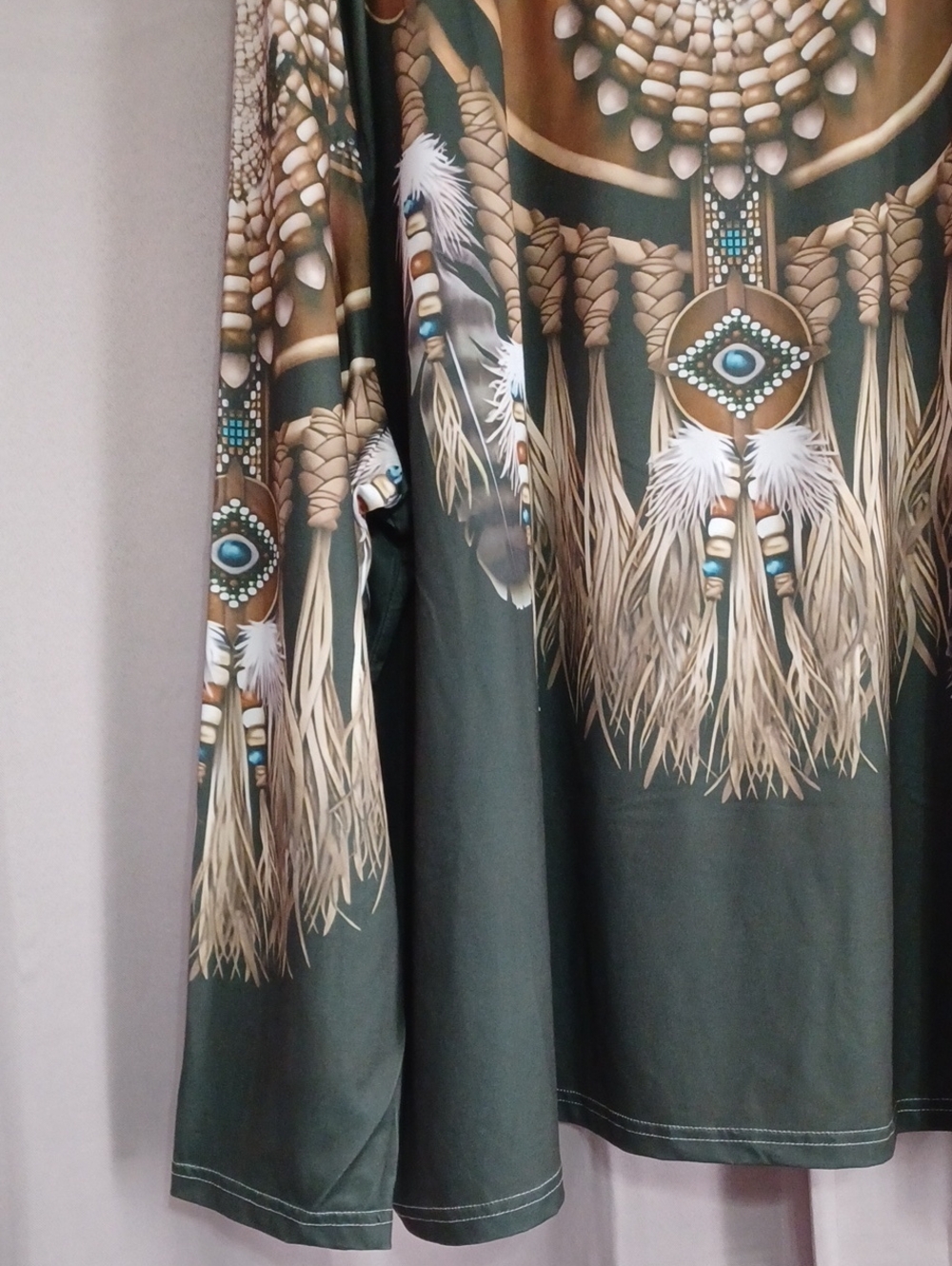 Native American Tribal Style Long Sleeve Crewneck Stretch Knit Graphic Top Plus - Picture 8 of 15